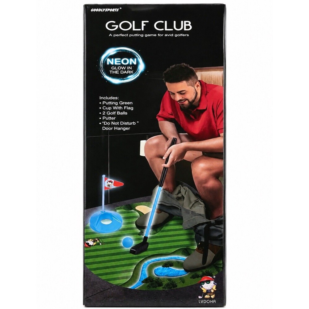 GoodlySports Neon Glow in the Dark Toilet Golf Putting Game Set New in Box